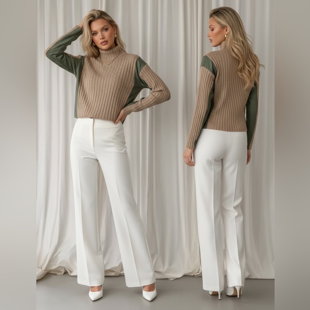 Zara turtle neck color block sweater